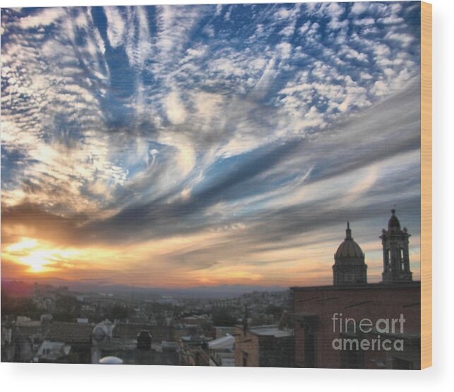 Sunset Wood Print featuring the digital art Sunset Over San Miguel De Allende by John Kolenberg