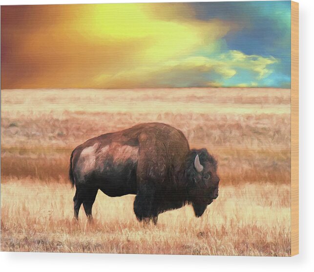 Tatanka Wood Print featuring the painting Tatanka by Dominic Piperata