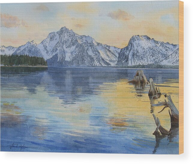 Tetons Wood Print featuring the painting Tetons by Tyler Ryder