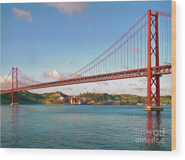 Portugal Wood Print featuring the photograph The 25th of April Suspension Bridge by Sue Melvin