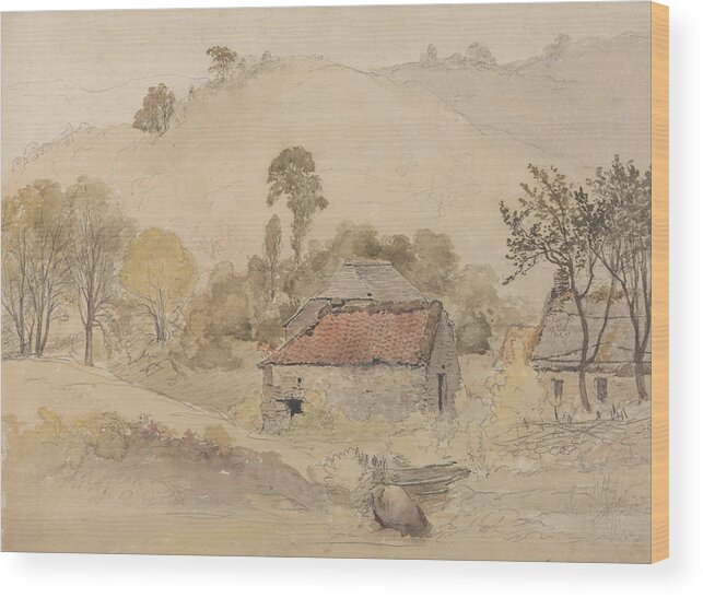 Samuel Palmer Wood Print featuring the painting The Barns by Samuel Palmer