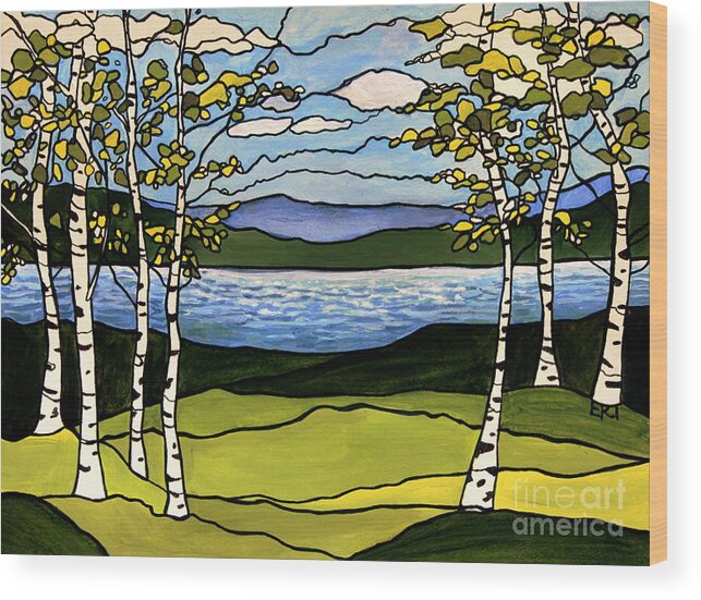 Birch Trees Wood Print featuring the painting The Birches by Elizabeth Robinette Tyndall
