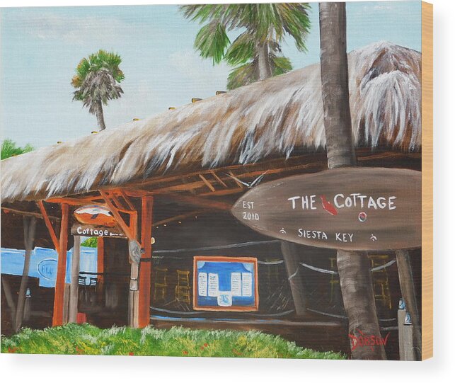 Siesta Key Wood Print featuring the painting The Cottage On Siesta Key by Lloyd Dobson
