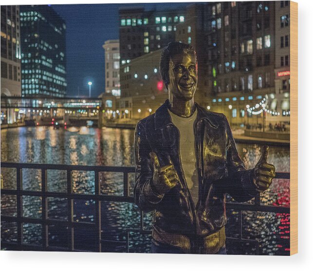 Milwaukee Downtown Wood Print featuring the photograph The Fonz by Kristine Hinrichs