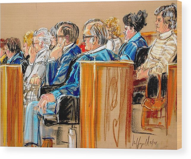 Drawing Wood Print featuring the painting The Jury by Les Leffingwell