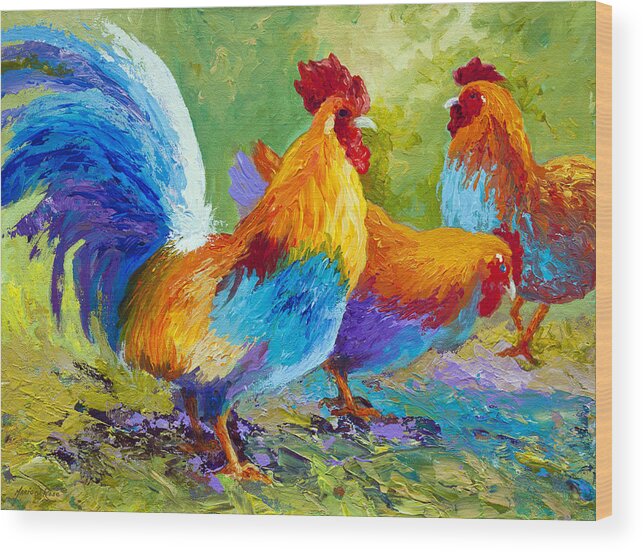 Rooster Wood Print featuring the painting The Keeper by Marion Rose