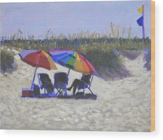 South Carolina Beach Wood Print featuring the painting The Life of Riley by David Zimmerman