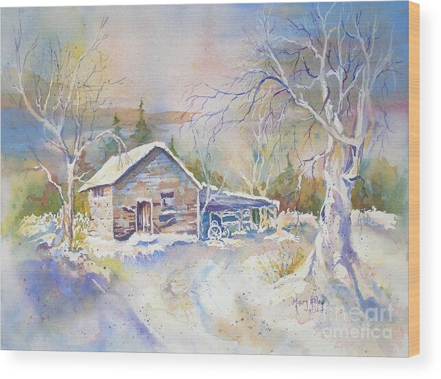 Shed Wood Print featuring the painting The Old Shed by Mary Haley-Rocks