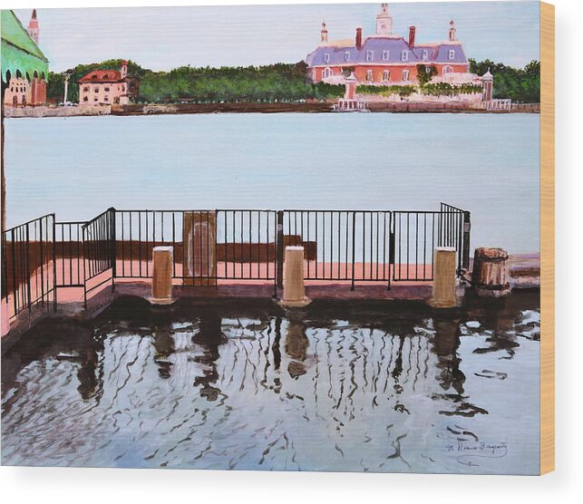 Florida Wood Print featuring the painting The Pier by M Diane Bonaparte