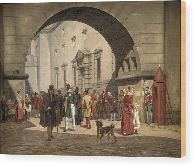 Martinus Rorbye Wood Print featuring the painting The Prison of Copenhagen by Martinus Rorbye