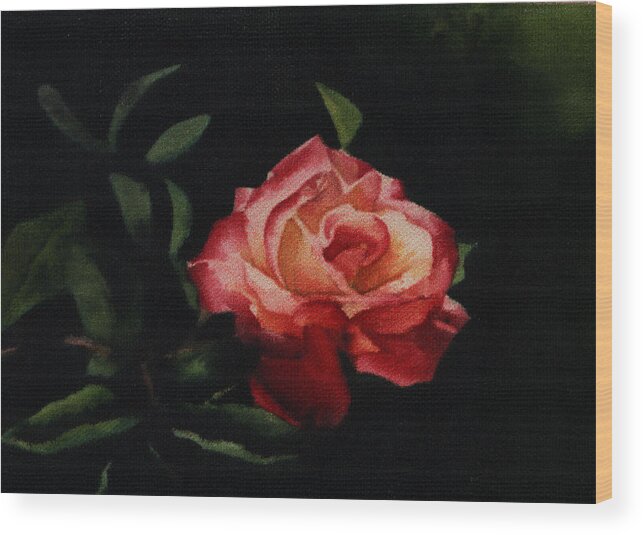 Floral Wood Print featuring the painting The Rose by Patricia Halstead