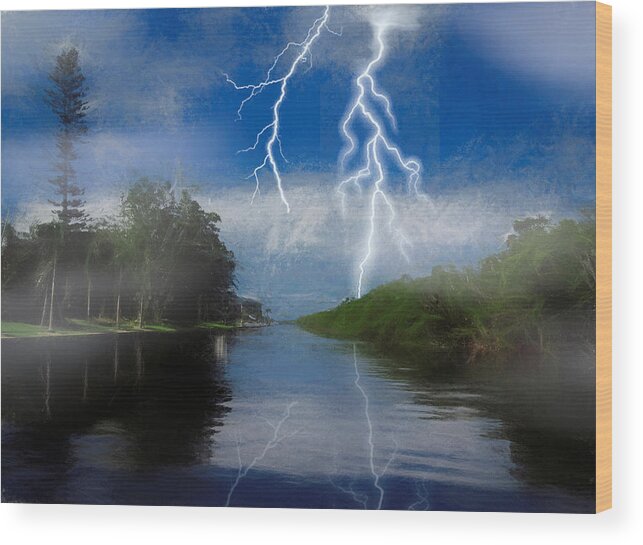 Storm Wood Print featuring the mixed media The Storm by Rosalie Scanlon