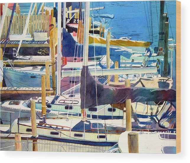 Boats Wood Print featuring the painting The Summer Line Up by LeAnne Sowa