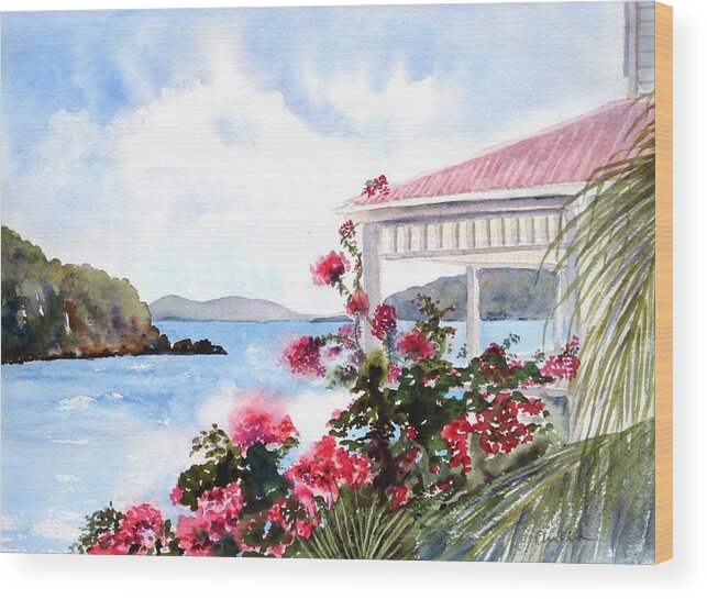 Caribbean Wood Print featuring the painting The Veranda by Diane Kirk