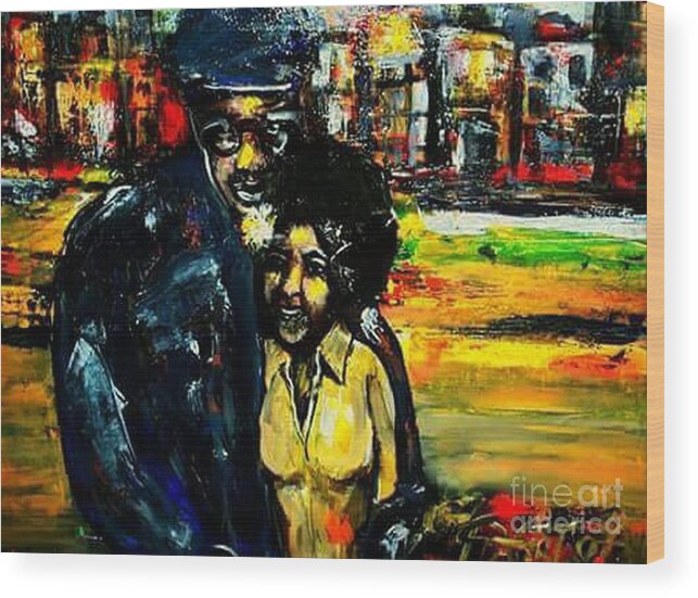 Urban Community Service Wood Print featuring the painting The World is a Getto by Tyrone Hart