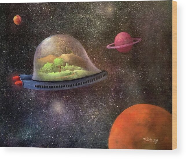 Space Wood Print featuring the painting They Took Their World With Them by Rand Burns