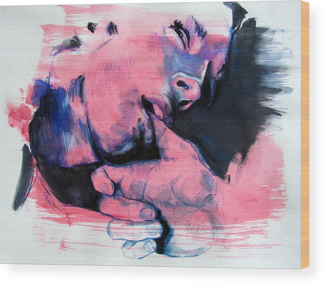 Love Wood Print featuring the painting Tough Love by Rene Capone