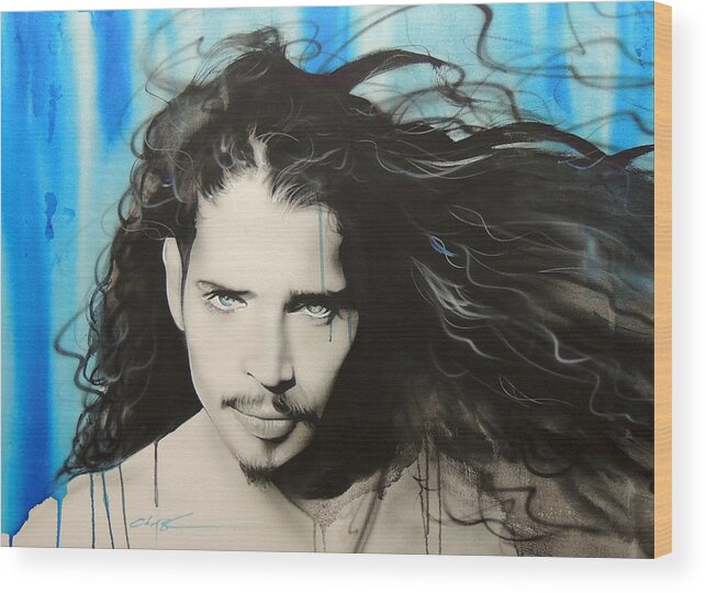 Chris Cornell Wood Print featuring the painting Track 12 by Christian Chapman Art