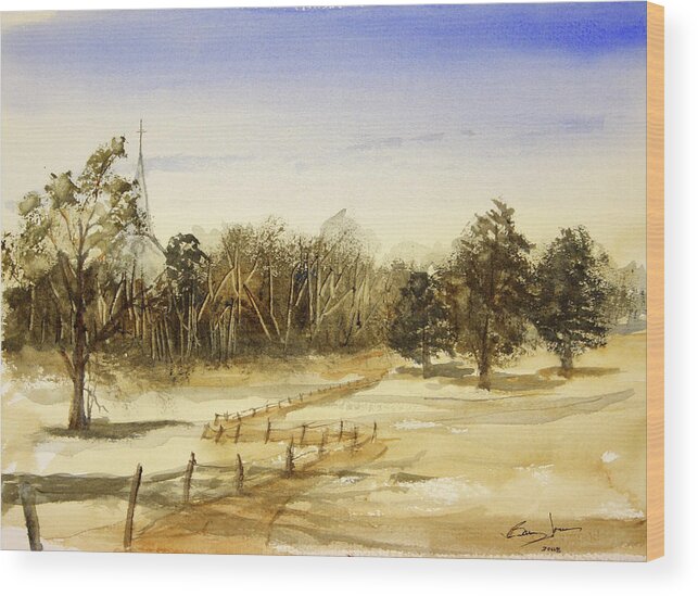 Watercolor Wood Print featuring the painting Trail Home by Barry Jones