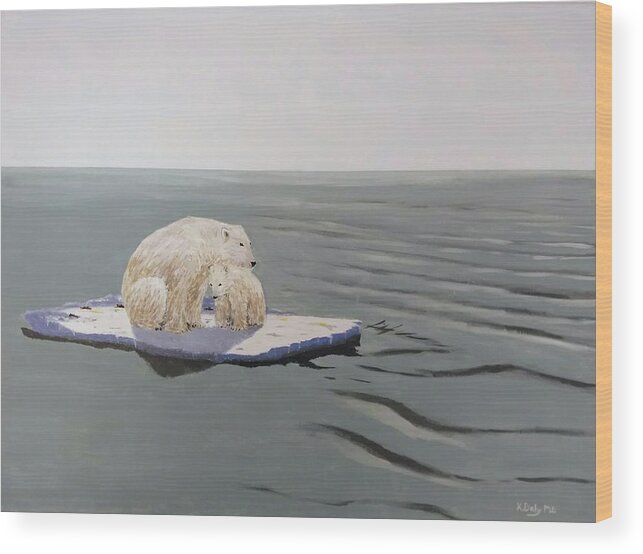 Bear Wood Print featuring the painting Stranded by Kevin Daly