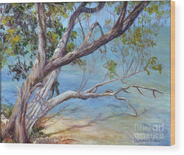 Old Whither Tree Wood Print featuring the painting Tree at Islamorada Key by Deborah Smith