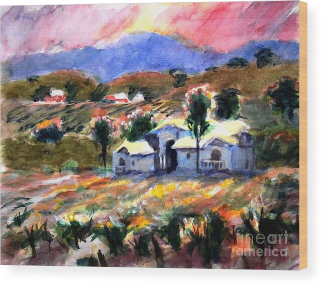 Landscape Wood Print featuring the painting Tuscany Colors by John West