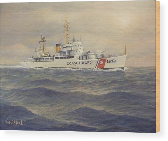 U. S. Coast Guard Cutter Castle Rock Wood Print featuring the painting U. S. Coast Guard Cutter Castle Rock - version 2 by William Ravell