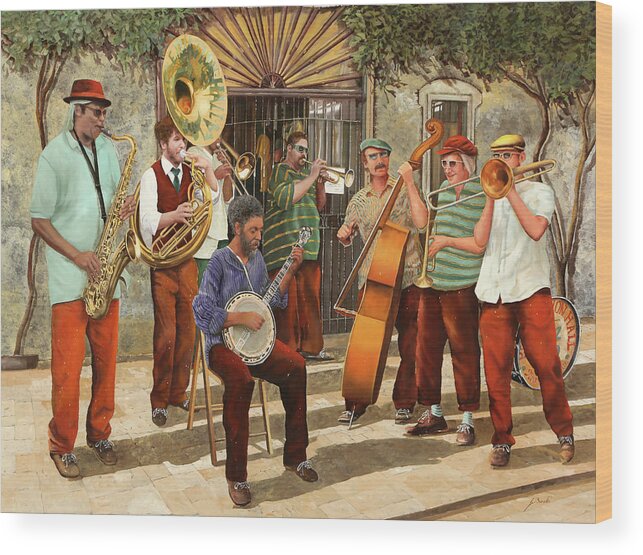 Jazz Wood Print featuring the painting Un Po' Di Jazz by Guido Borelli