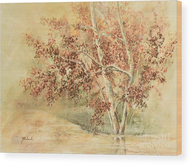 Impressionistic Tree Wood Print featuring the painting United We Stand by Malanda Warner