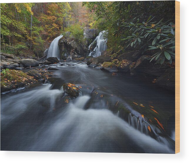 Water Wood Print featuring the photograph Upper Turtletown Falls Autumn by Dennis Sprinkle