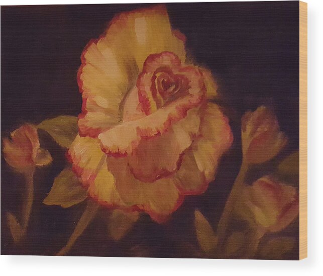 Valentine Wood Print featuring the painting Valentine Rose 2 by Sharon Casavant