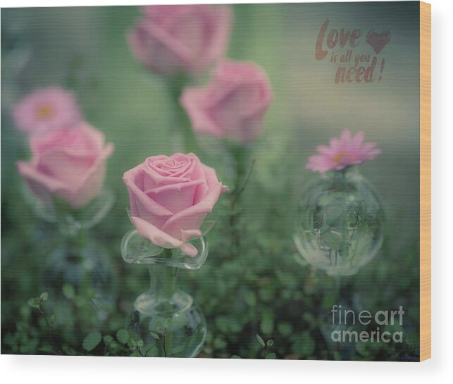 Roses Wood Print featuring the photograph Valentine's Day Still Life by Eva Lechner