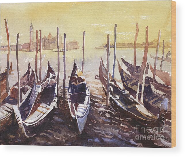Art Venice Wood Print featuring the painting Venice Watercolor- Italy by Ryan Fox