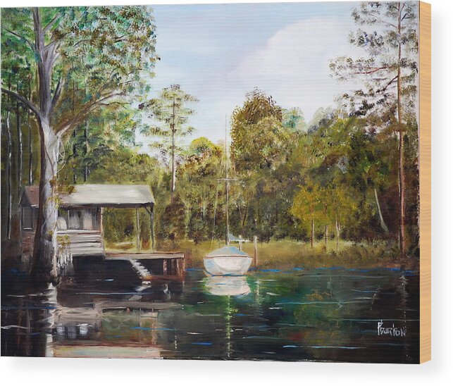 Plein Air Wood Print featuring the painting Waccamaw River Sloop by Phil Burton