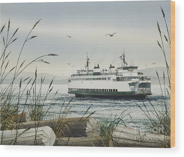 Ferry Wood Print featuring the painting Washington State Ferry by James Williamson