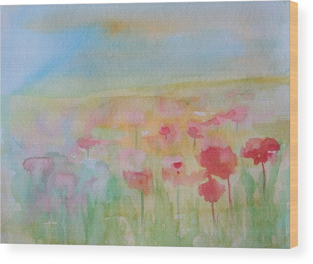 Flowers Wood Print featuring the painting Watercolor Poppies by Julie Lueders 