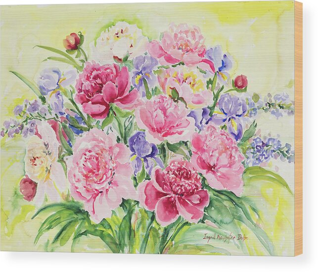 Flowers Wood Print featuring the painting Watercolor Series 153 by Ingrid Dohm