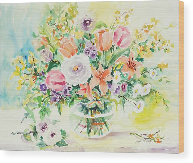 Flowers Wood Print featuring the painting Watercolor Series 161 by Ingrid Dohm