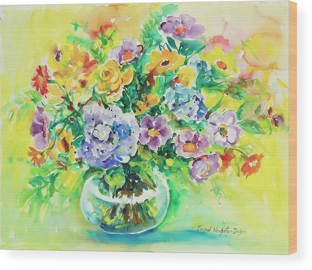 Flowers Wood Print featuring the painting Watercolor Series 163 by Ingrid Dohm