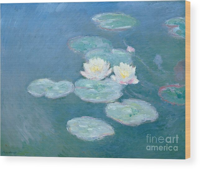 Waterlilies Wood Print featuring the painting Waterlilies Evening by Claude Monet