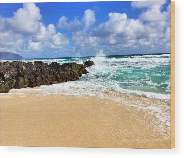 Waves Wood Print featuring the photograph Waves crashing by Todd Aaron