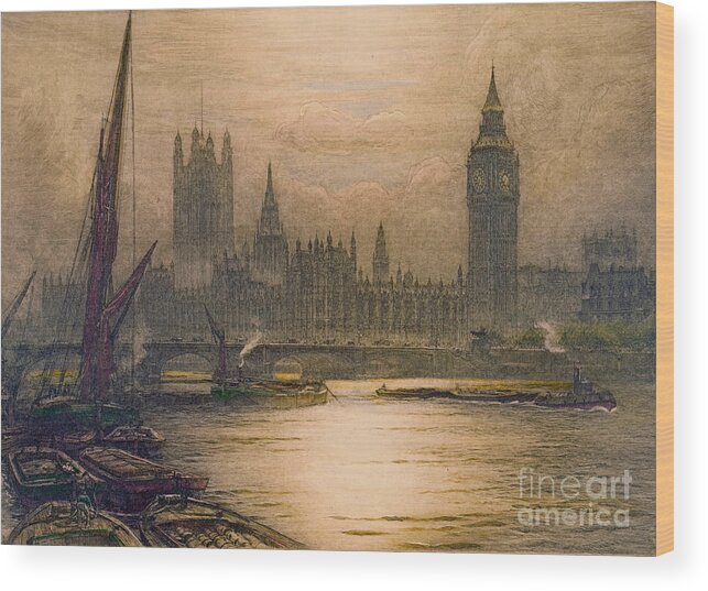 Westminster London 1920 Wood Print featuring the photograph Westminster London 1920 by Padre Art