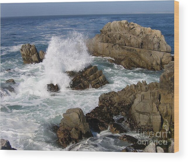 Pacific Grove Wood Print featuring the photograph When Water Meets Granite by James B Toy