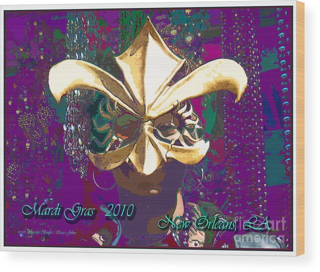 Mask Wood Print featuring the digital art Who Dat Mardi Gras by Beverly Boulet