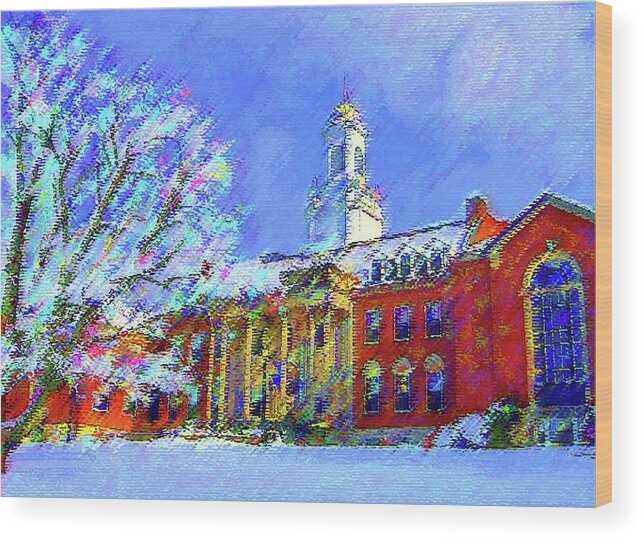 Uconn Wood Print featuring the photograph Wilbur Library UConn by DJ Fessenden