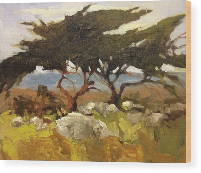 Coast Scenes Wood Print featuring the painting Wind Blown by Mary Scott