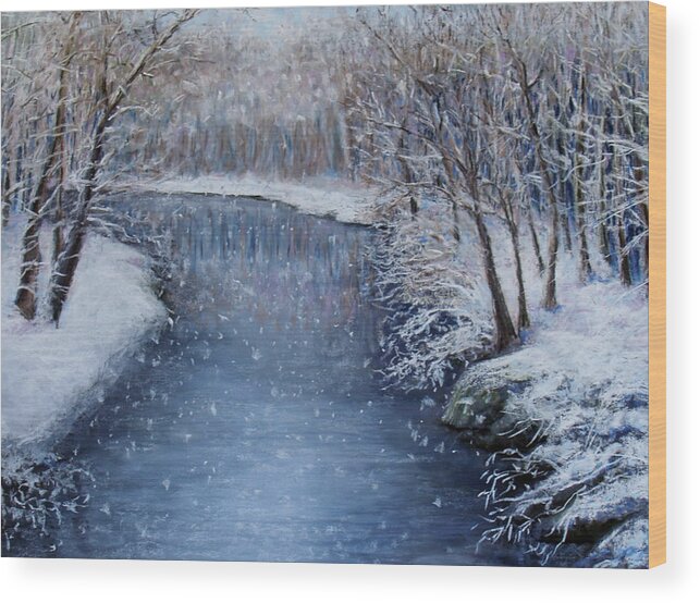 Landscape Wood Print featuring the painting Winter River by Susan Jenkins