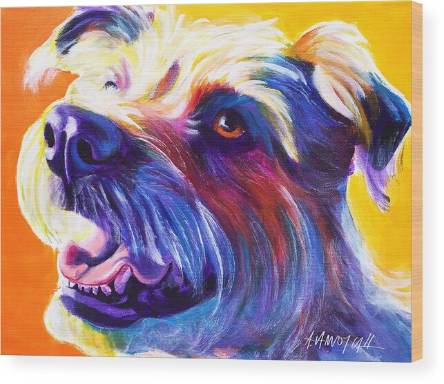 Wire Hair Wood Print featuring the painting Wire Hair Terrier - Penny by Dawg Painter