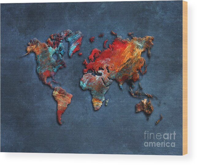 Map Of The World Wood Print featuring the digital art World Map 2020 by Justyna Jaszke JBJart