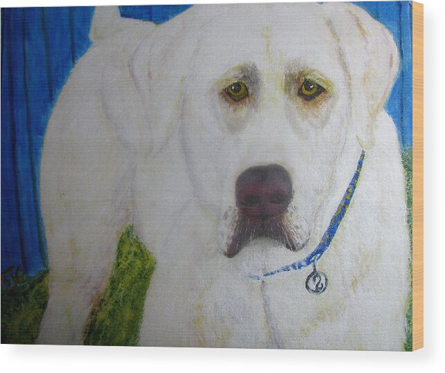 Labrador Retriever Wood Print featuring the painting Yellow Labrador Retriever Original Acrylic Painting by Barbara Giordano